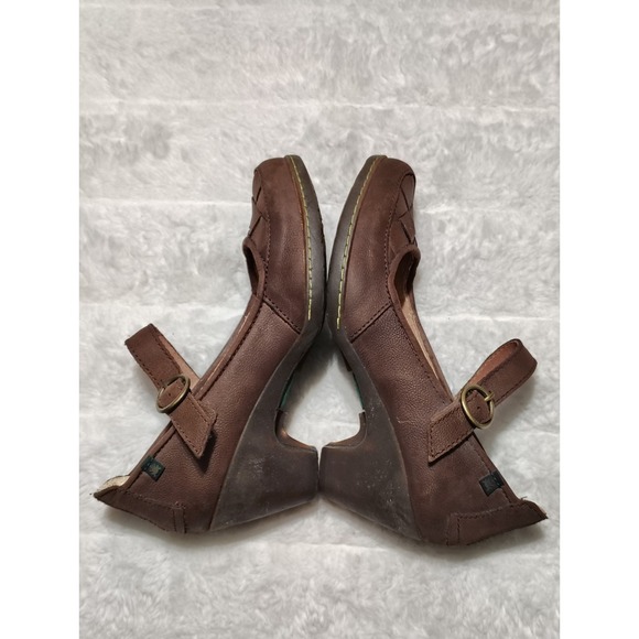 EL NATURALISTA N871 Brown LEATHER WEAVE HEELS SIZE 38 Comfort Shoes